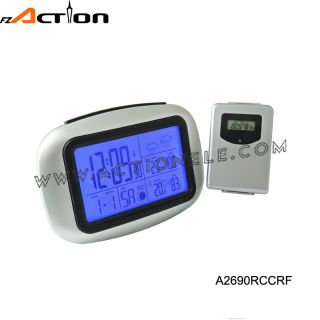 Indoor and outdoor radio controlled weather station clock